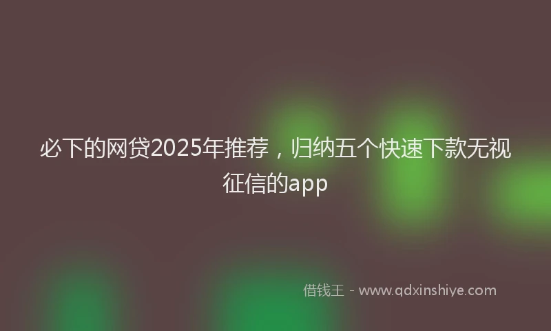 必下的网贷2025年推荐，归纳五个快速下款无视征信的app