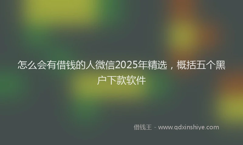 怎么会有借钱的人微信2025年精选，概括五个黑户下款软件