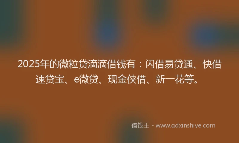 2025年的微粒贷滴滴借钱有：闪借易贷通、快借速贷宝、e微贷、现金侠借、新一花等。