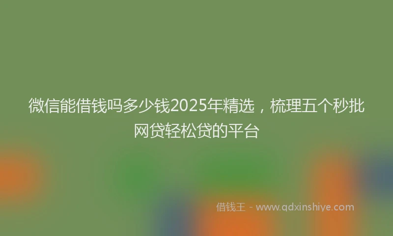 微信能借钱吗多少钱2025年精选，梳理五个秒批网贷轻松贷的平台