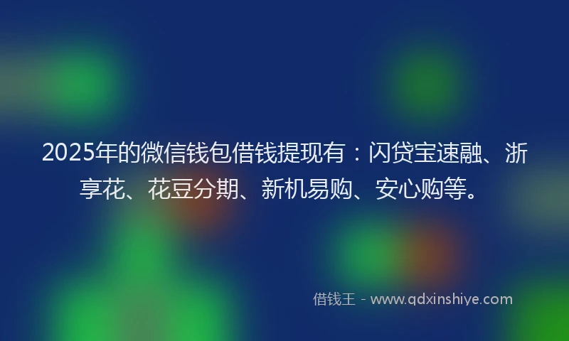 2025年的微信钱包借钱提现有：闪贷宝速融、浙享花、花豆分期、新机易购、安心购等。