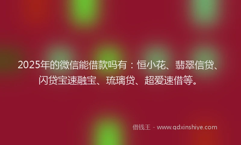 2025年的微信能借款吗有：恒小花、翡翠信贷、闪贷宝速融宝、琉璃贷、超爱速借等。