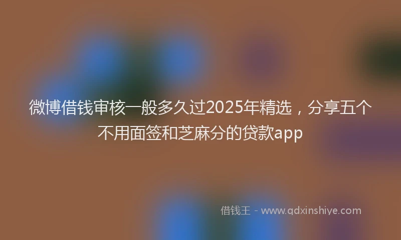 微博借钱审核一般多久过2025年精选，分享五个不用面签和芝麻分的贷款app