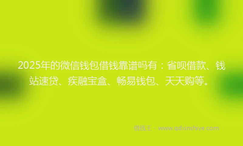 2025年的微信钱包借钱靠谱吗有：省呗借款、钱站速贷、疾融宝盒、畅易钱包、天天购等。
