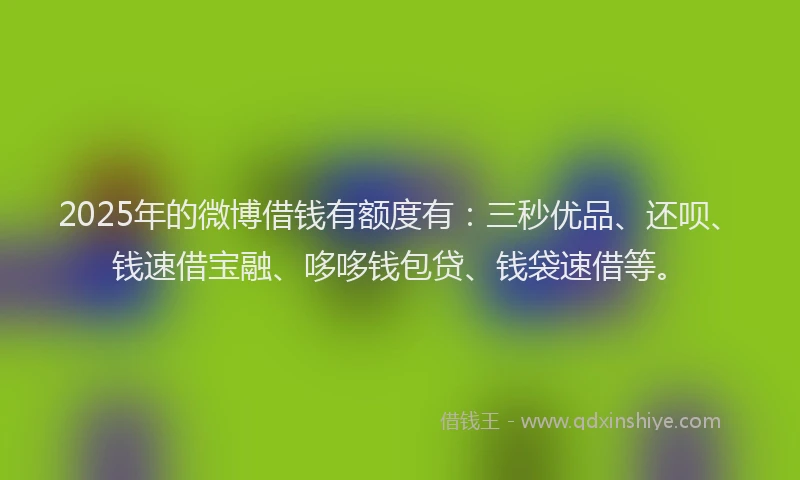 2025年的微博借钱有额度有：三秒优品、还呗、钱速借宝融、哆哆钱包贷、钱袋速借等。