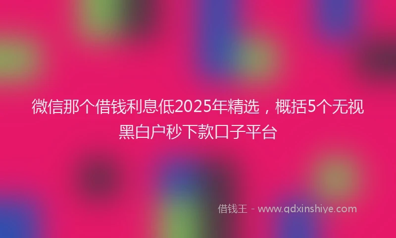 微信那个借钱利息低2025年精选，概括5个无视黑白户秒下款口子平台