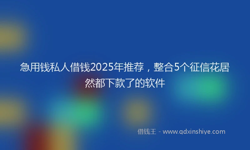 急用钱私人借钱2025年推荐，整合5个征信花居然都下款了的软件