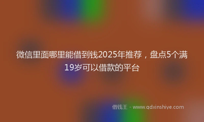 微信里面哪里能借到钱2025年推荐，盘点5个满19岁可以借款的平台
