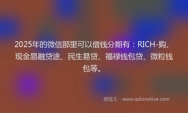 2025年的微信那里可以借钱分期有：RICH-购、现金易融贷途、民生易贷、福禄钱包贷、微粒钱包等。