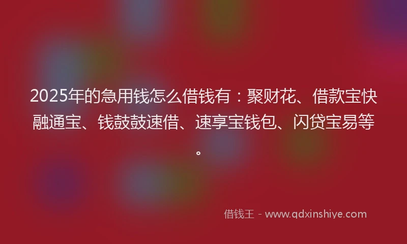 2025年的急用钱怎么借钱有：聚财花、借款宝快融通宝、钱鼓鼓速借、速享宝钱包、闪贷宝易等。