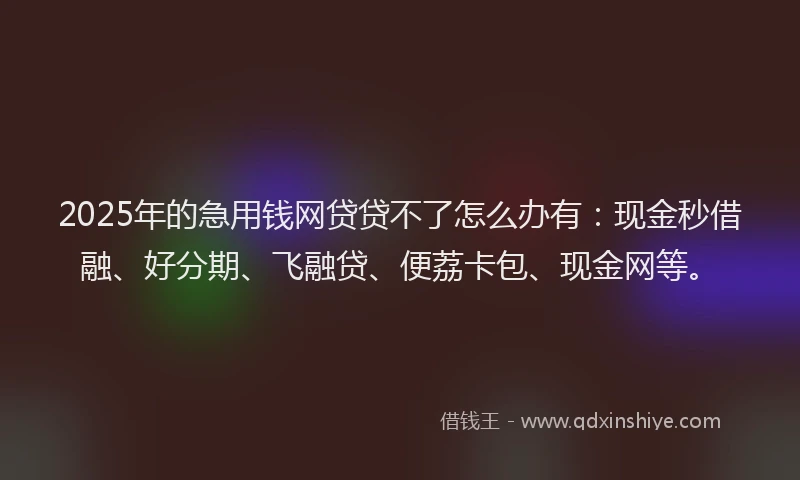 2025年的急用钱网贷贷不了怎么办有：现金秒借融、好分期、飞融贷、便荔卡包、现金网等。