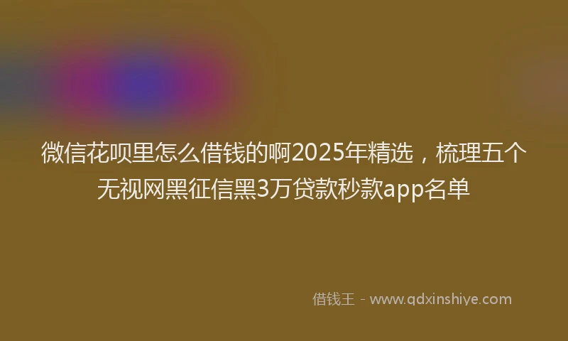 微信花呗里怎么借钱的啊2025年精选，梳理五个无视网黑征信黑3万贷款秒款app名单