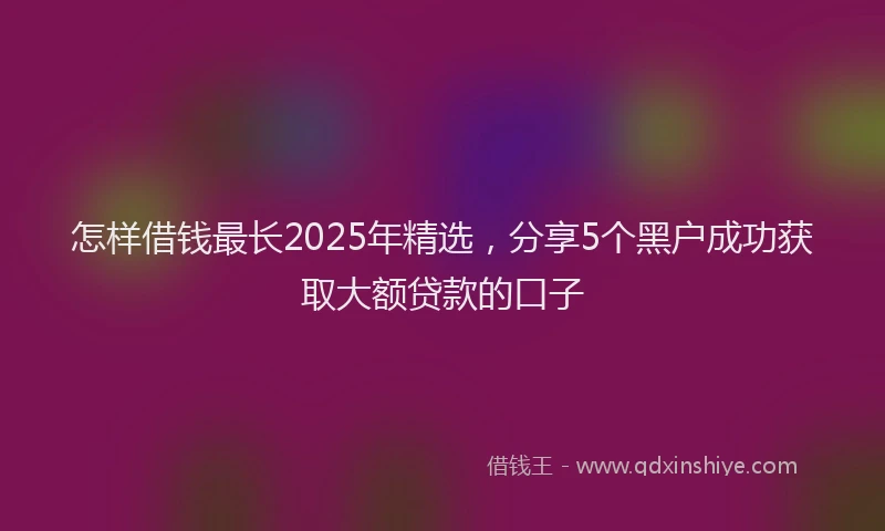 怎样借钱最长2025年精选，分享5个黑户成功获取大额贷款的口子