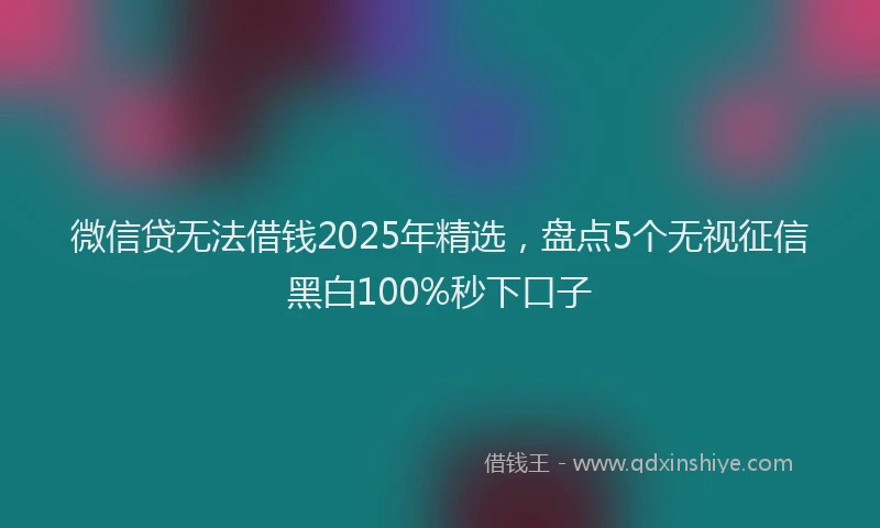 微信贷无法借钱2025年精选，盘点5个无视征信黑白100%秒下口子