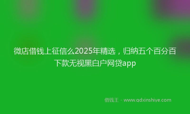 微店借钱上征信么2025年精选，归纳五个百分百下款无视黑白户网贷app