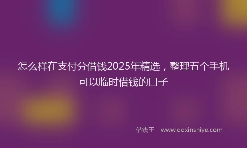 怎么样在支付分借钱2025年精选，整理五个手机可以临时借钱的口子