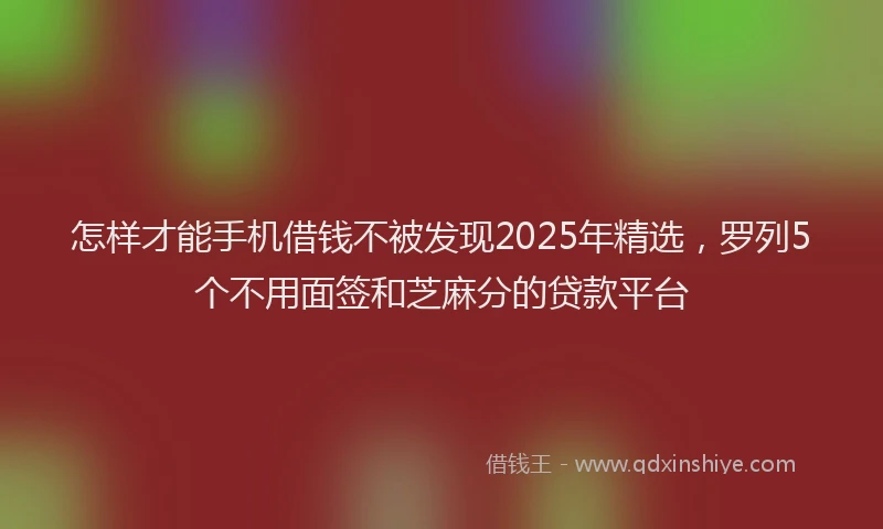 怎样才能手机借钱不被发现2025年精选，罗列5个不用面签和芝麻分的贷款平台