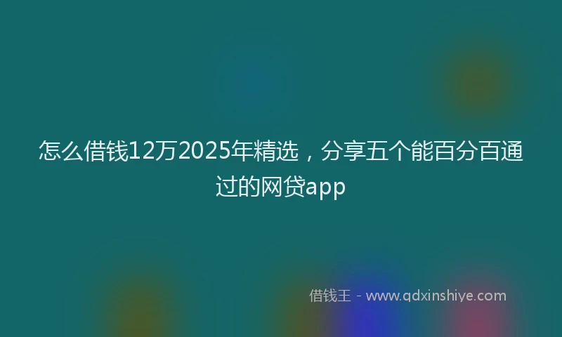 怎么借钱12万2025年精选，分享五个能百分百通过的网贷app