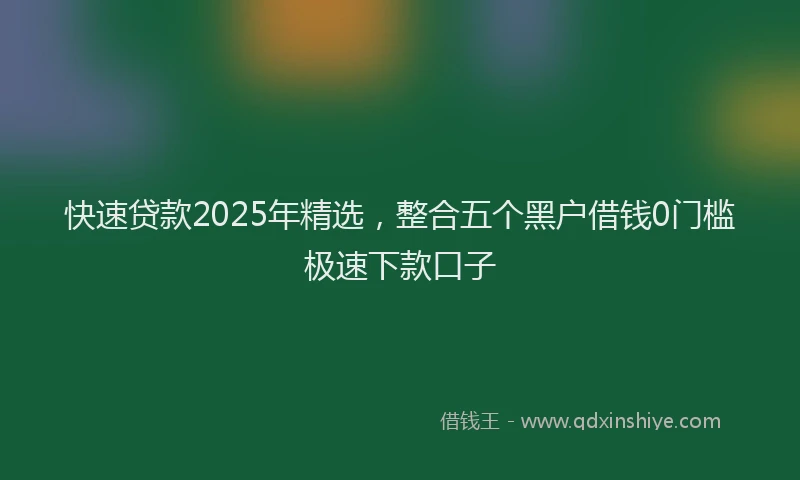 快速贷款2025年精选，整合五个黑户借钱0门槛极速下款口子