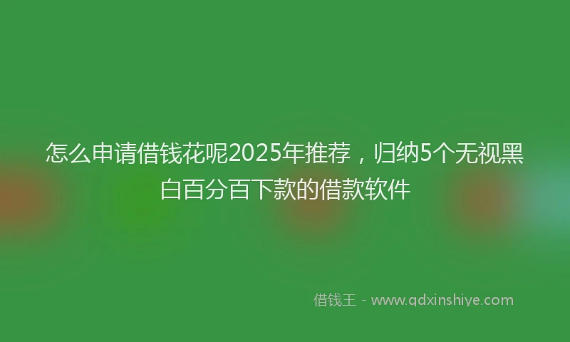 怎么申请借钱花呢2025年推荐，归纳5个无视黑白百分百下款的借款软件