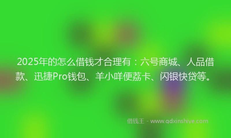 2025年的怎么借钱才合理有：六号商城、人品借款、迅捷Pro钱包、羊小咩便荔卡、闪银快贷等。