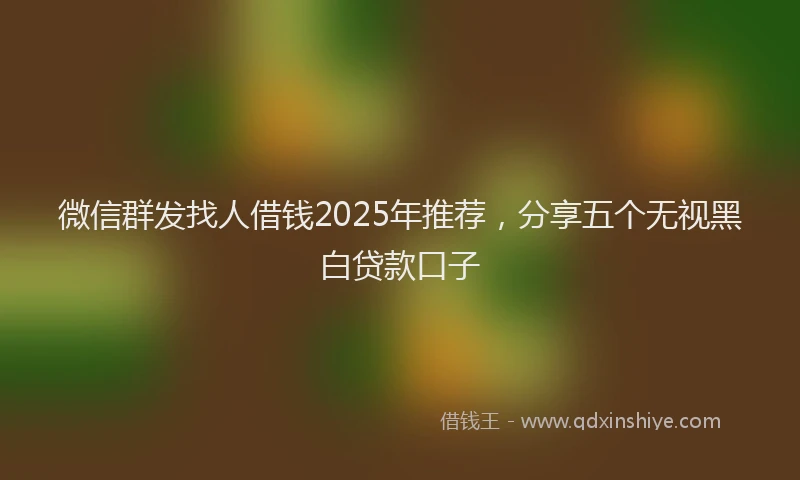 微信群发找人借钱2025年推荐，分享五个无视黑白贷款口子
