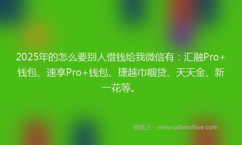 2025年的怎么要别人借钱给我微信有：汇融Pro+钱包、速享Pro+钱包、捷越巾帼贷、天天金、新一花等。