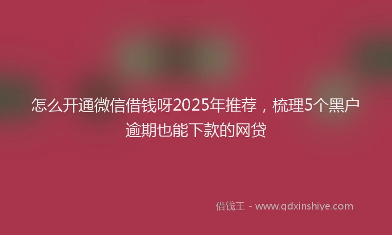 怎么开通微信借钱呀2025年推荐，梳理5个黑户逾期也能下款的网贷
