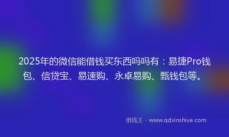 2025年的微信能借钱买东西吗吗有：易捷Pro钱包、信贷宝、易速购、永卓易购、甄钱包等。