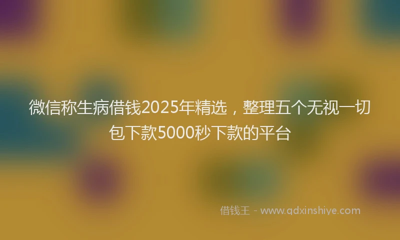 微信称生病借钱2025年精选，整理五个无视一切包下款5000秒下款的平台