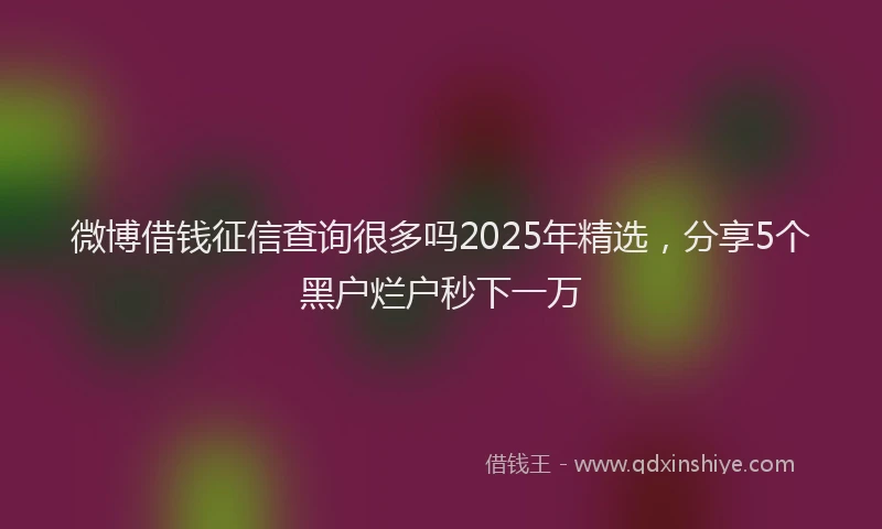 微博借钱征信查询很多吗2025年精选，分享5个黑户烂户秒下一万
