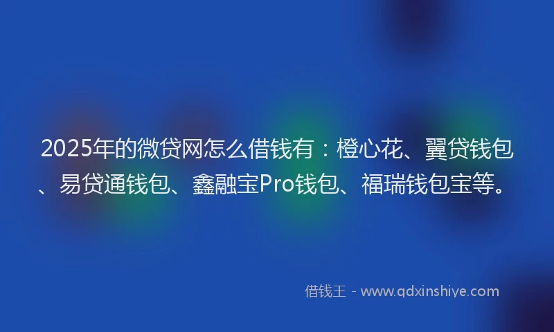 2025年的微贷网怎么借钱有：橙心花、翼贷钱包、易贷通钱包、鑫融宝Pro钱包、福瑞钱包宝等。