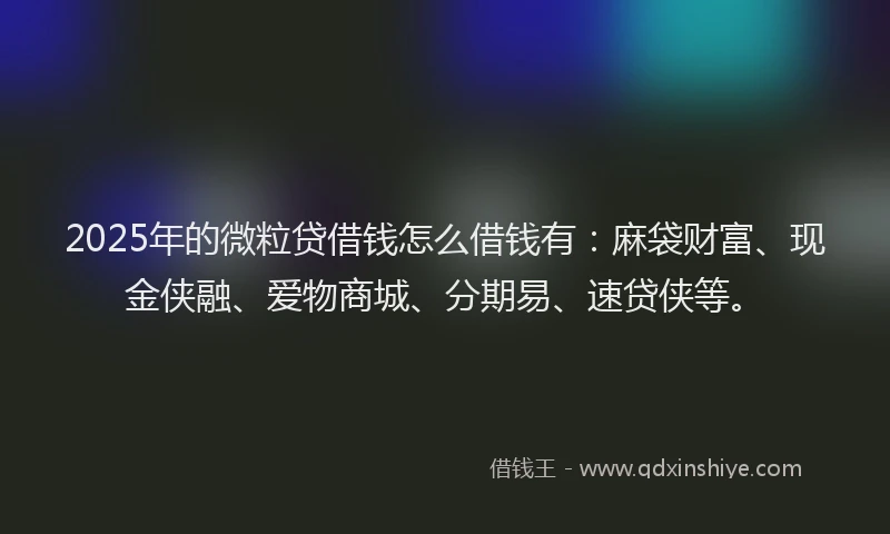 2025年的微粒贷借钱怎么借钱有：麻袋财富、现金侠融、爱物商城、分期易、速贷侠等。