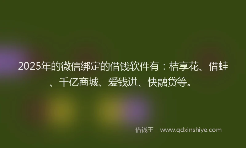 2025年的微信绑定的借钱软件有：桔享花、借蛙、千亿商城、爱钱进、快融贷等。