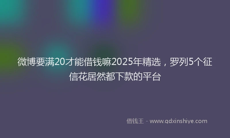 微博要满20才能借钱嘛2025年精选，罗列5个征信花居然都下款的平台