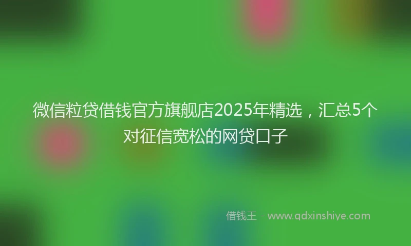 微信粒贷借钱官方旗舰店2025年精选，汇总5个对征信宽松的网贷口子