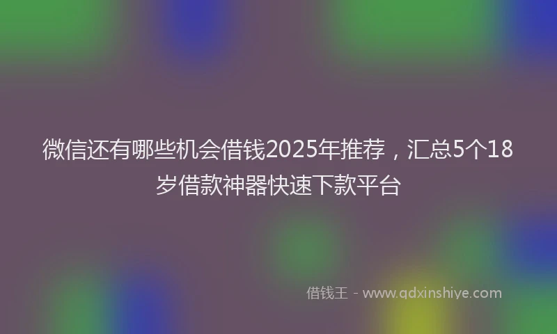 微信还有哪些机会借钱2025年推荐，汇总5个18岁借款神器快速下款平台