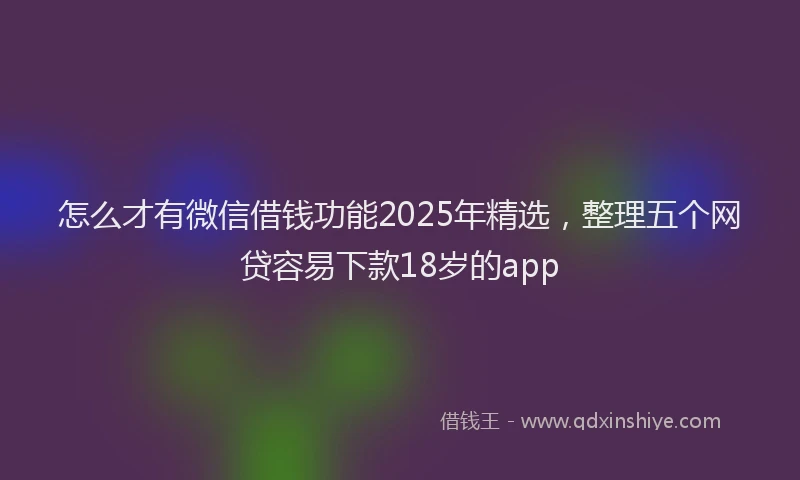怎么才有微信借钱功能2025年精选，整理五个网贷容易下款18岁的app