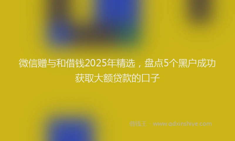 微信赠与和借钱2025年精选，盘点5个黑户成功获取大额贷款的口子