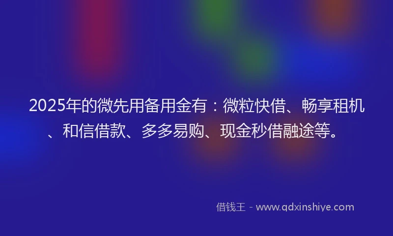 2025年的微先用备用金有：微粒快借、畅享租机、和信借款、多多易购、现金秒借融途等。