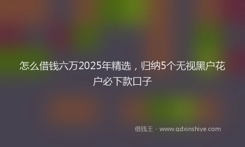 怎么借钱六万2025年精选，归纳5个无视黑户花户必下款口子