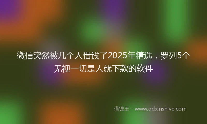 微信突然被几个人借钱了2025年精选，罗列5个无视一切是人就下款的软件
