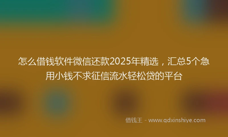 怎么借钱软件微信还款2025年精选，汇总5个急用小钱不求征信流水轻松贷的平台