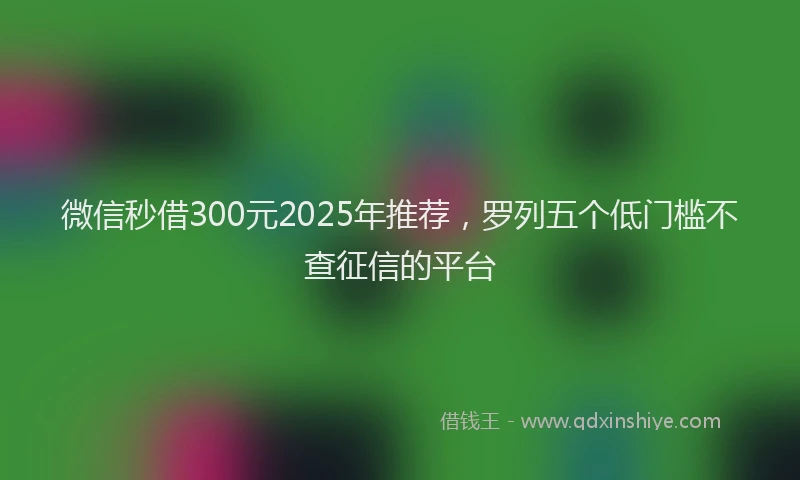 微信秒借300元2025年推荐，罗列五个低门槛不查征信的平台