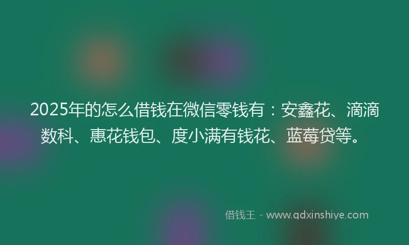 2025年的怎么借钱在微信零钱有：安鑫花、滴滴数科、惠花钱包、度小满有钱花、蓝莓贷等。