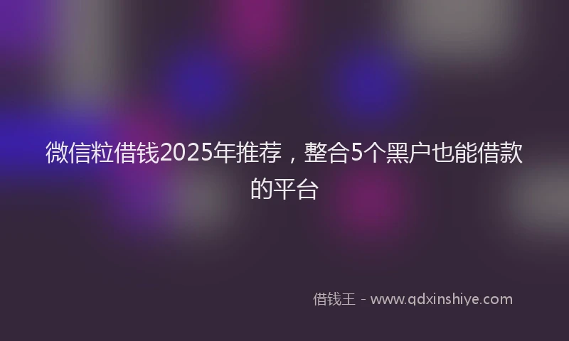 微信粒借钱2025年推荐，整合5个黑户也能借款的平台