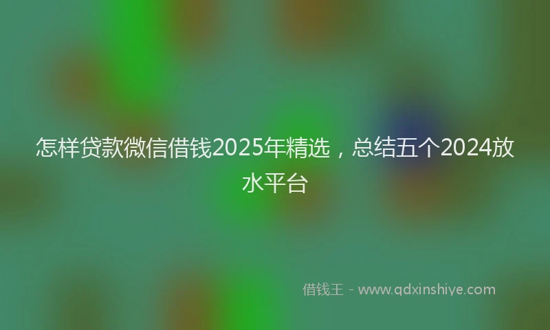 怎样贷款微信借钱2025年精选，总结五个2024放水平台