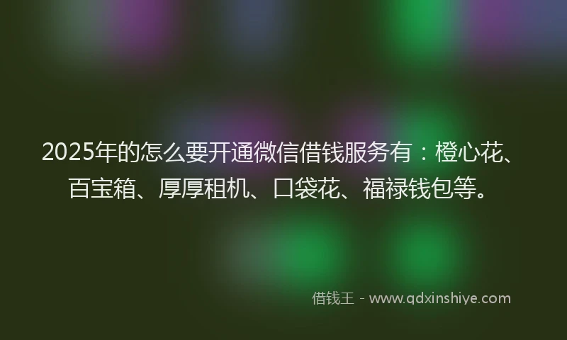2025年的怎么要开通微信借钱服务有：橙心花、百宝箱、厚厚租机、口袋花、福禄钱包等。