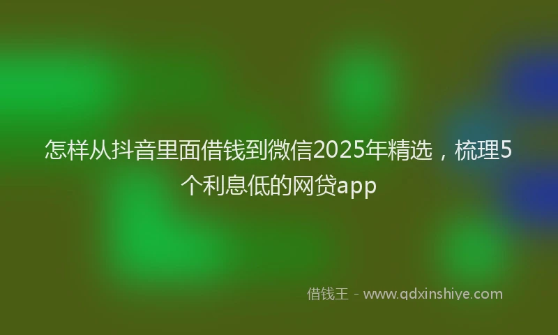 怎样从抖音里面借钱到微信2025年精选，梳理5个利息低的网贷app