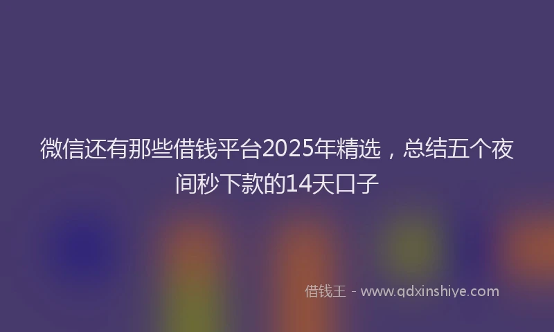 微信还有那些借钱平台2025年精选，总结五个夜间秒下款的14天口子